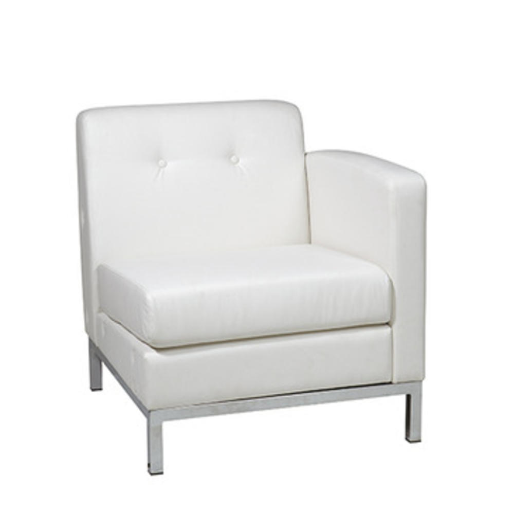 Office Star Avenue Six Wall Street Single Arm Chair RAF in White Faux Leather