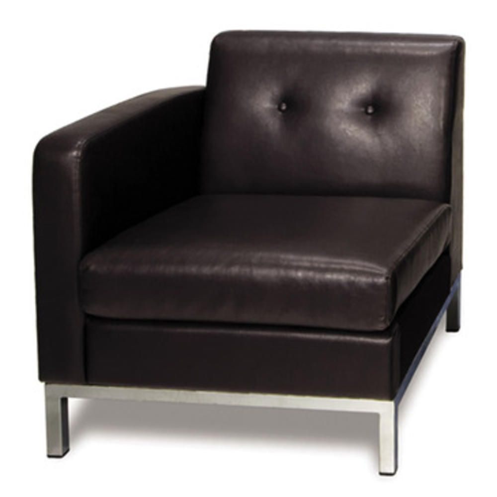 Office Star Avenue Six Wall Street Single Arm Chair LAF in Espresso Faux Leather