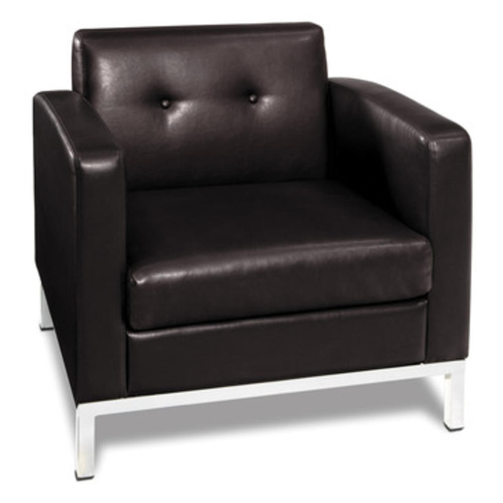 Office Star Avenue Six Wall Street Arm Chair in Espresso Faux Leather