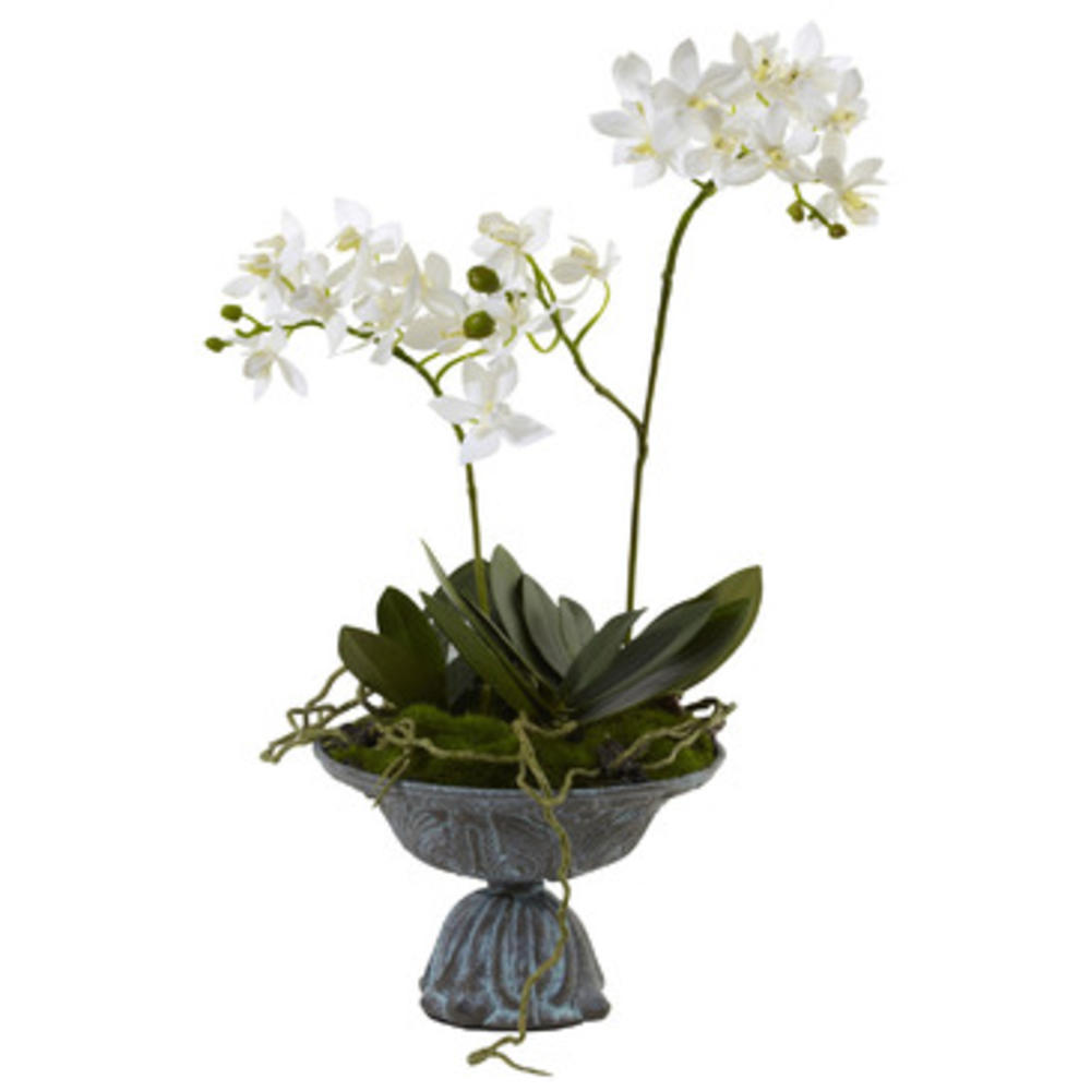 Nearly Natural Mini Dendrobium With Metal Vase
