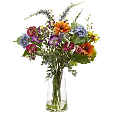 Nearly Natural Spring Garden Floral With Vase