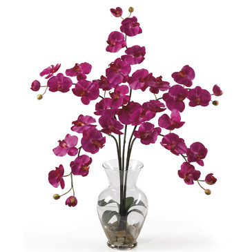 Nearly Natural Phalaenopsis Liquid Illusion Silk Flower Arrangement in Beauty