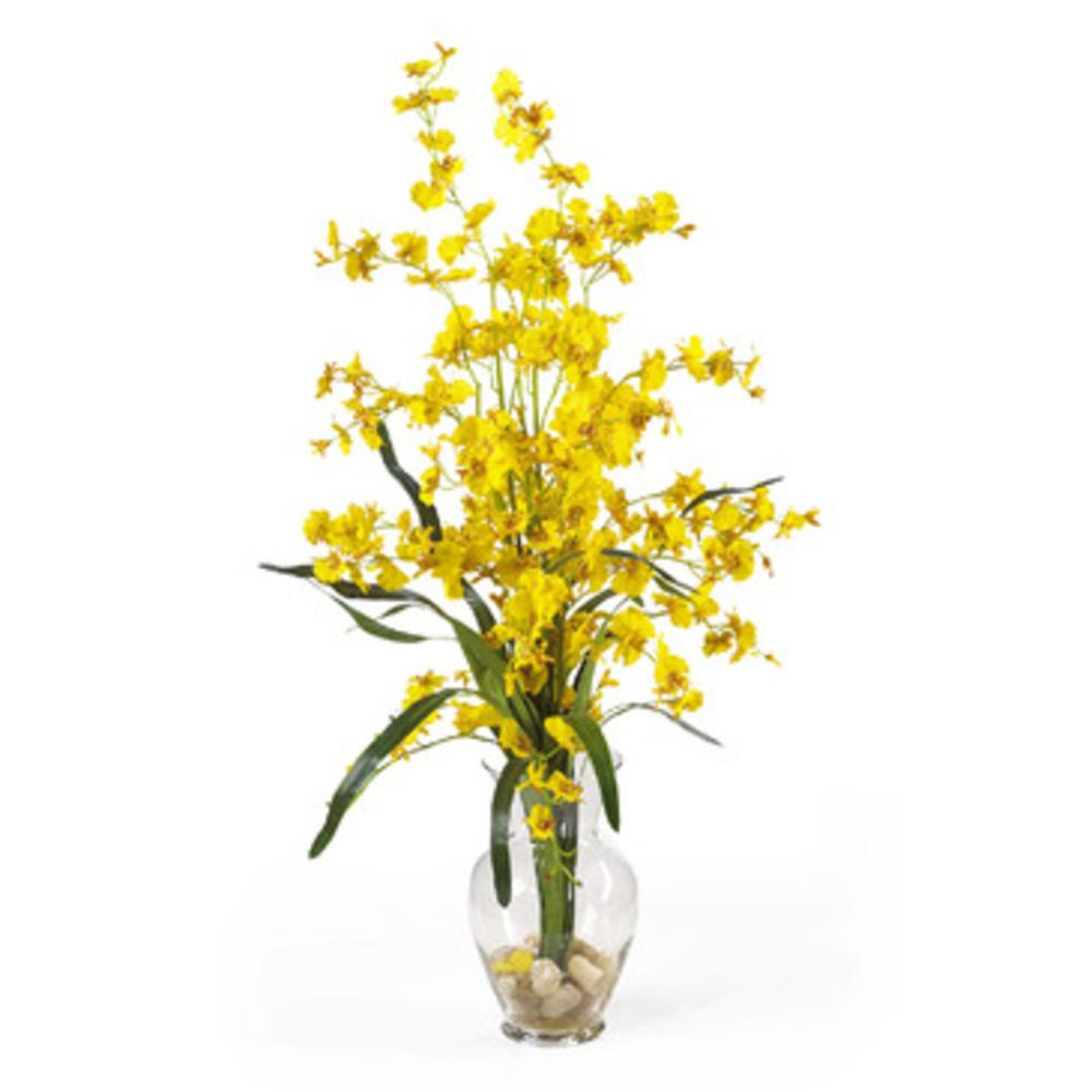 Nearly Natural Dancing Lady Liquid Illusion Silk Flower Arrangement in Yellow