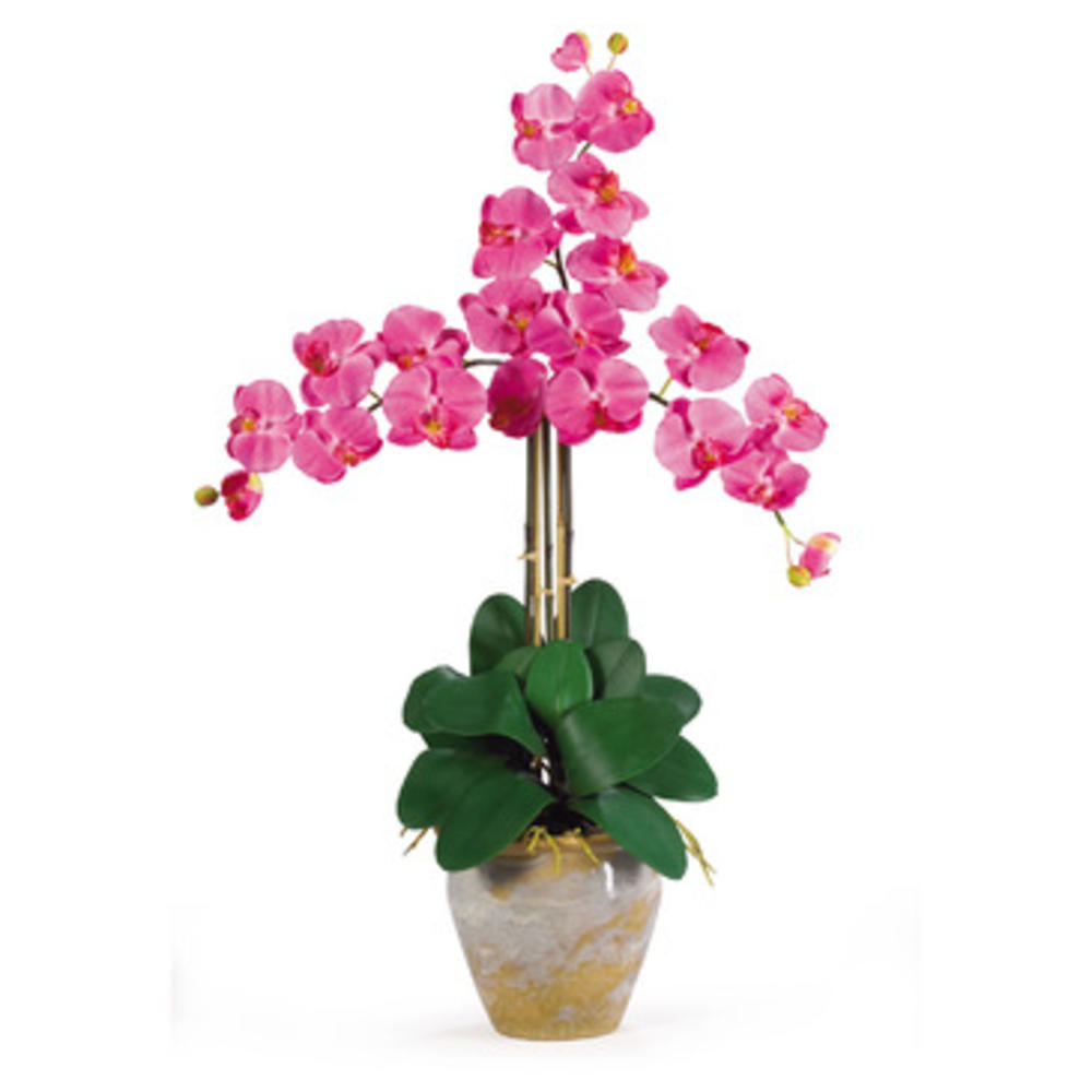 Nearly Natural Triple Stem Phalaenopsis Silk Orchid Arrangement in Dark Pink