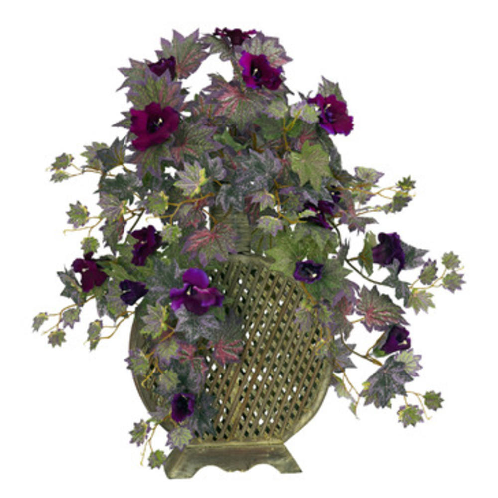 Nearly Natural Morning Glory w/Decorative Vase Silk Plant