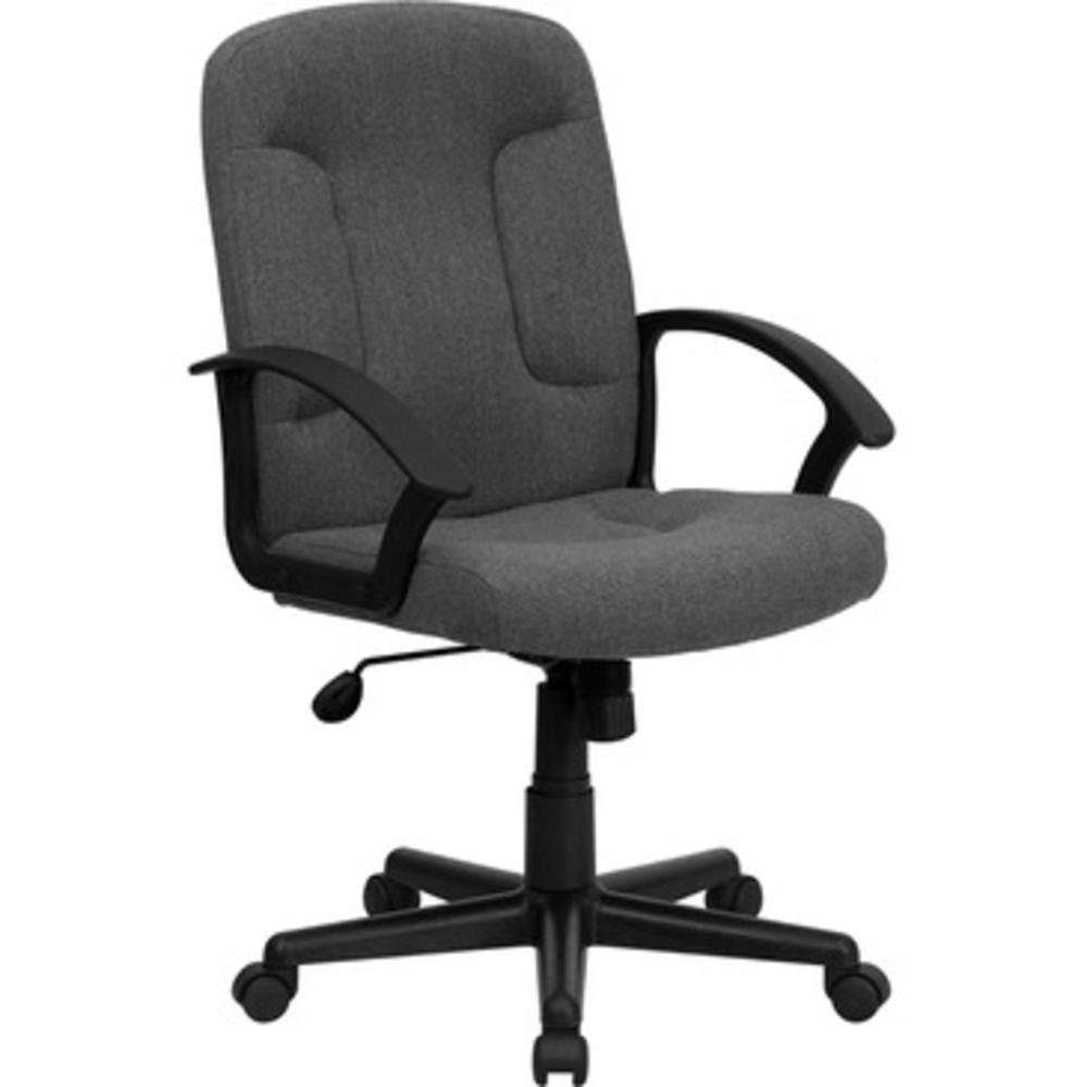 Flash Furniture Mid-Back Gray Fabric Task & Computer Chair w/ Nylon Arms - GO-ST-6-GY-GG