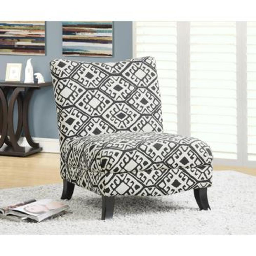 Monarch Specialties Black and Beige Abstract Fabric Accent Chair I 8114