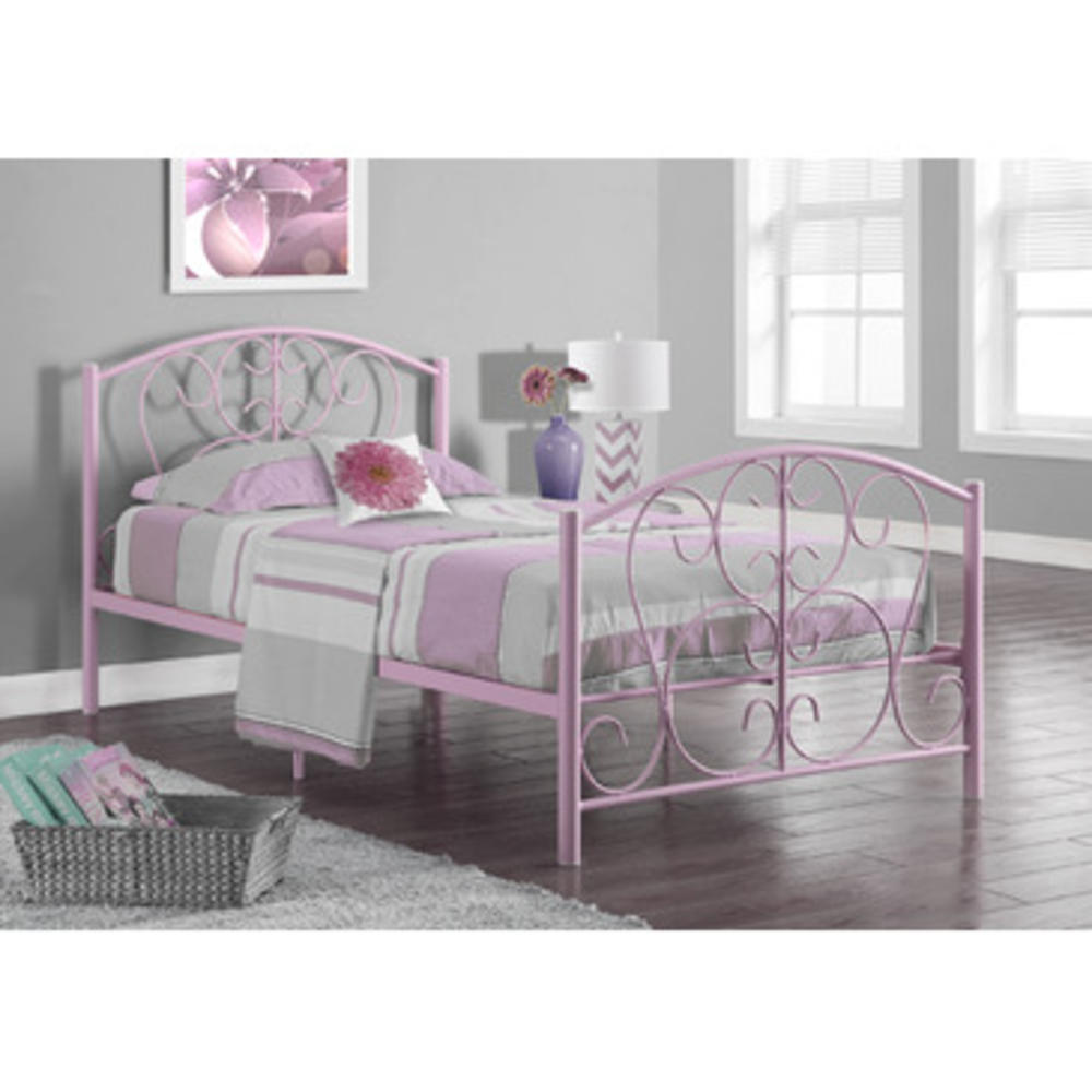Monarch Specialties Pink Metal Twin Size Bed Frame I 2390P