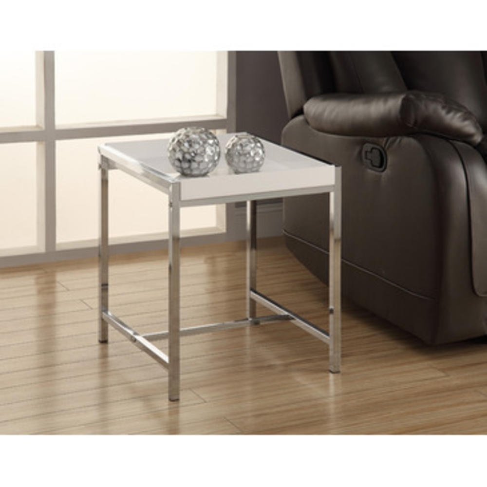 Monarch Specialties 3050 Accent Table in White Acrylic w/ Chrome