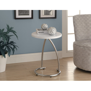 Monarch Specialties 3035 Accent Table in Glossy White w/ Chrome Metal