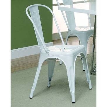 Monarch Specialties I 2410 White Glossy Metal 33 Inch Cafe Chair [Set of 2]