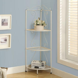 Monarch Specialties I 2102 White Metal 48 Inch Corner Display Etagere