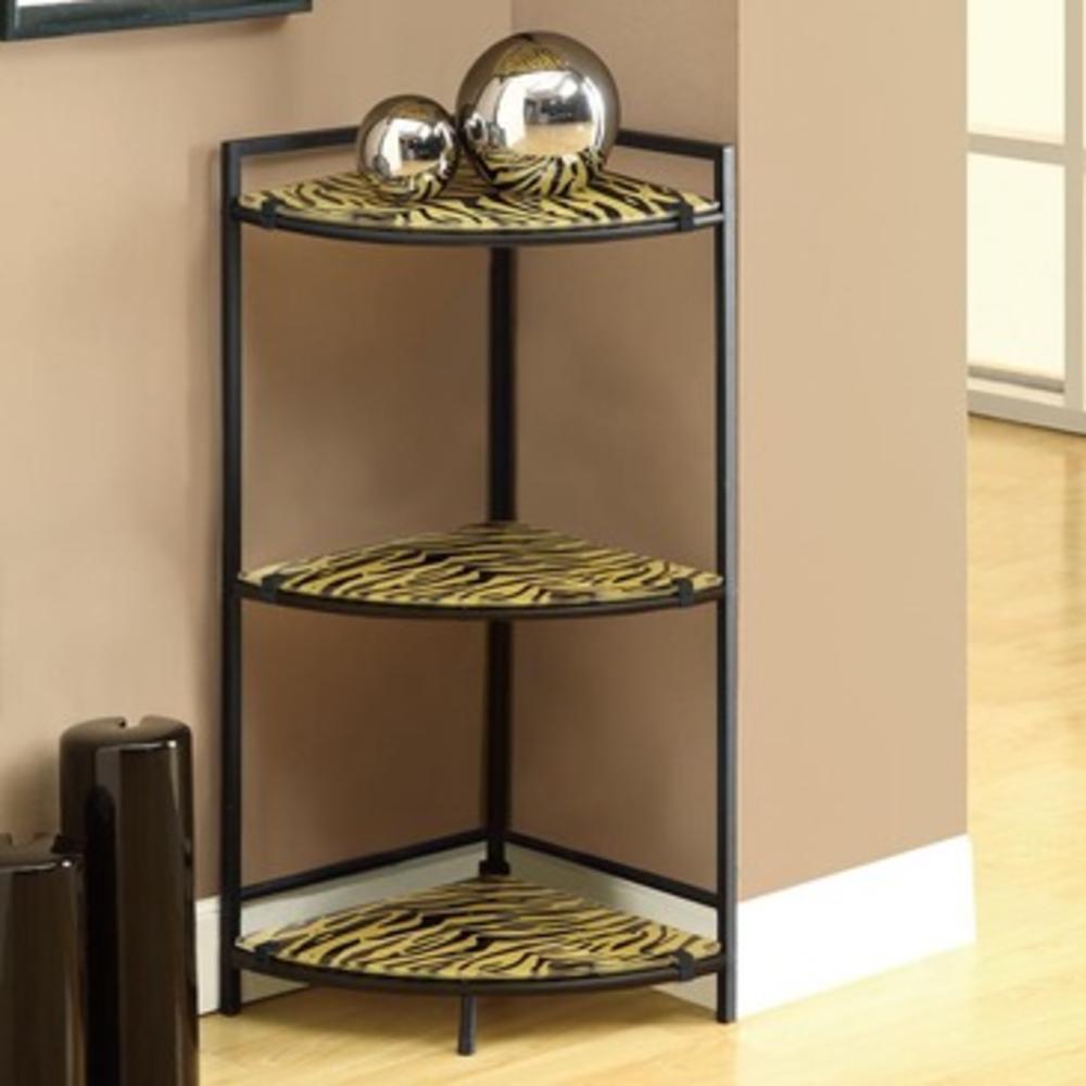 Monarch Specialties 3121 30 Inch Accent Table w/ Tiger Tempered Glass in Black