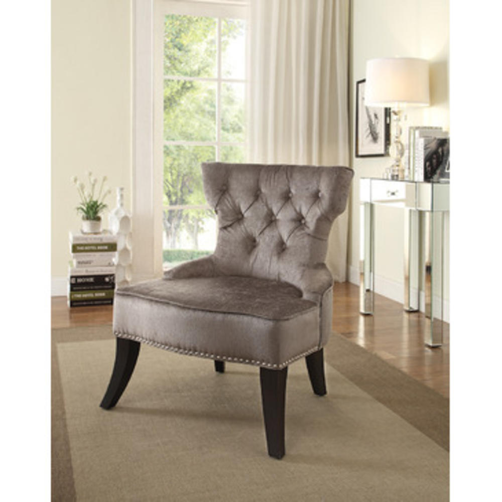 Office Star Colton Collection Vintage Style Button Tufted Velvet Chair with Nailhead Detail