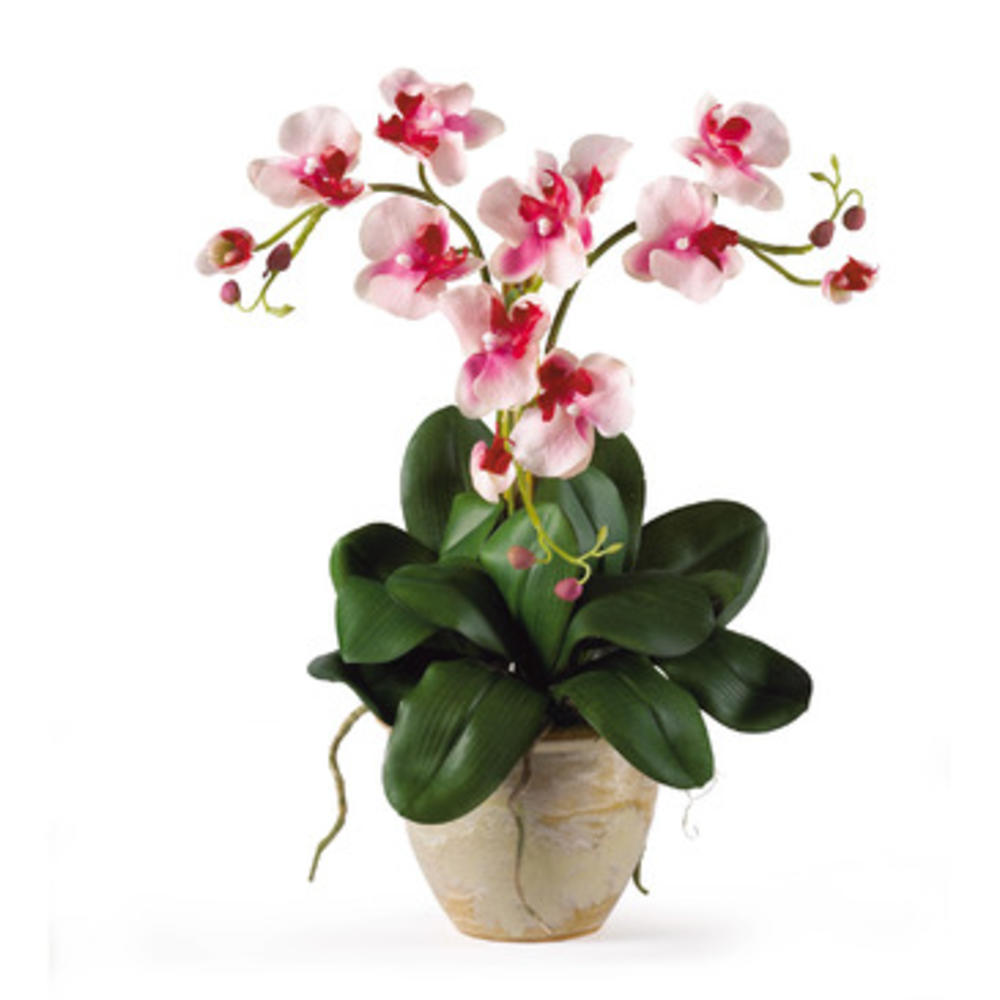 Nearly Natural Triple Mini Phalenopsis Silk Orchid Arrangement in Pink