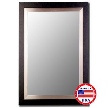 Hitchcock Butterfield Satin Black And Stainless Flat Framed Wall Mirror 34 x 46
