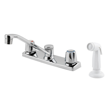 Pfister&trade; 534655 Pfirst Series 2-Handle 4-Hole Kitchen Faucet w/ Metal Handles & Sidespray