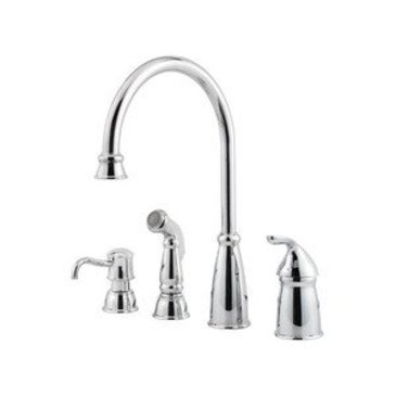 Pfister&trade; 519846 Avalon 1-Handle 4-Hole Lead-Free Kitchen Faucet w/Sidespray & Soap Dispenser