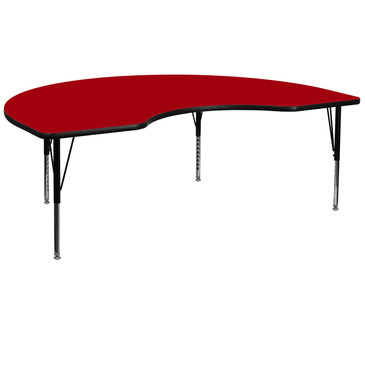 Flash Furniture 48 x 72 Kidney Shaped Activity Table w/ Red Thermal Fused Laminate Top & Height