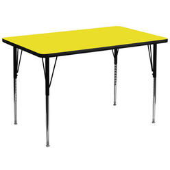 Flash Furniture XU-A3672-REC-YEL-H-A-GG Flash Furniture Activity Table,Rect,Yellow,36"x72" XU-A3672-REC-YEL-H-A-GG