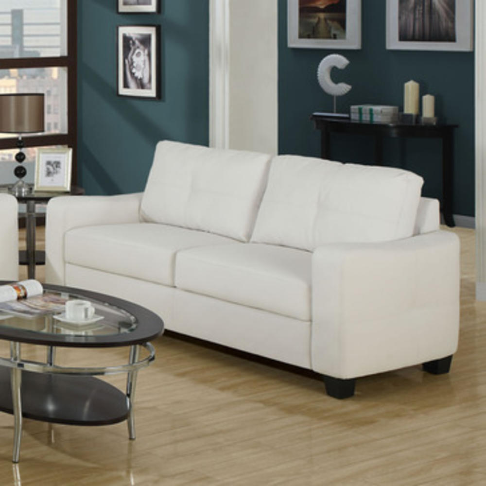 Monarch Specialties I 8703IV White Bonded Leather Sofa