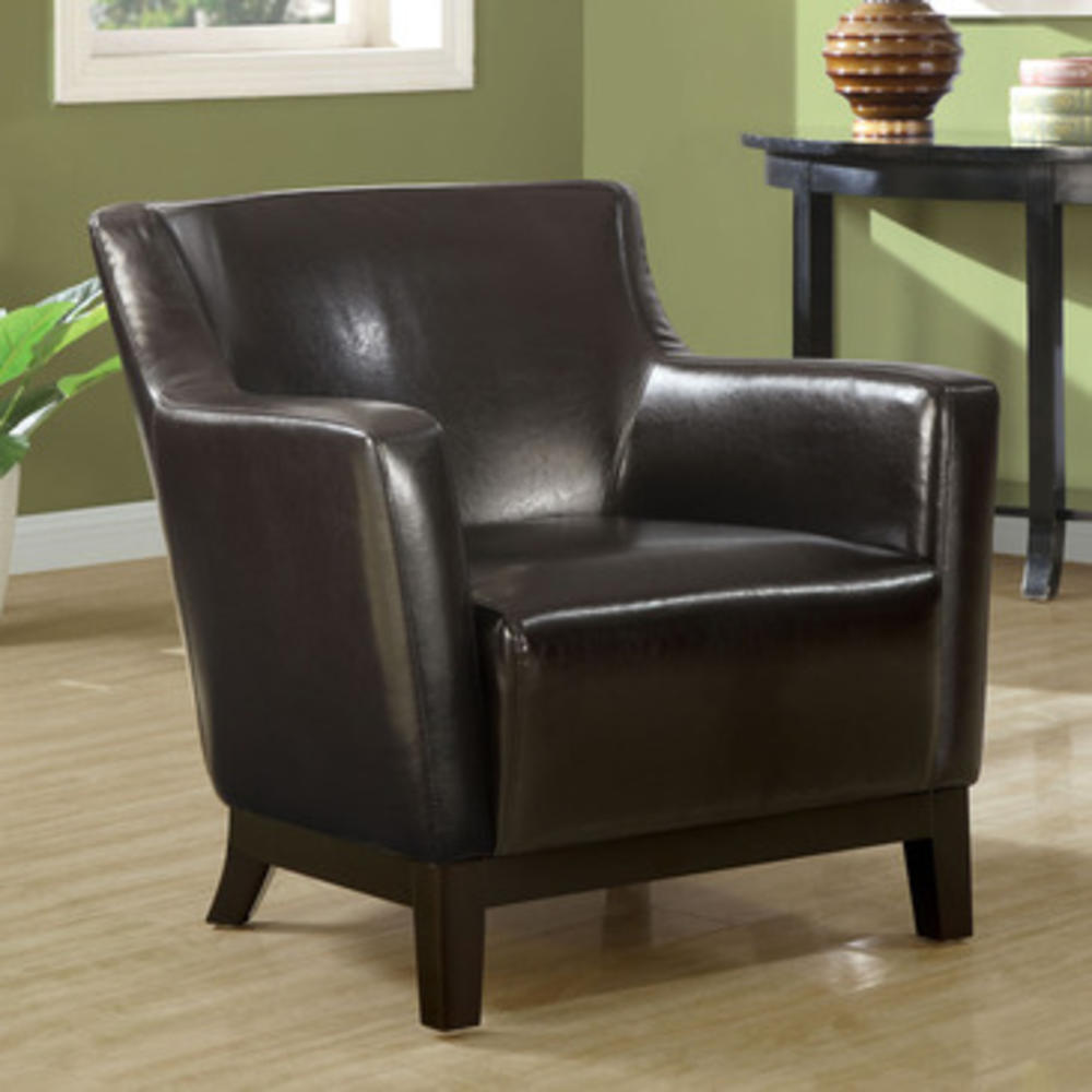Monarch Specialties 8035 Accent Chair in Dark Brown Leather