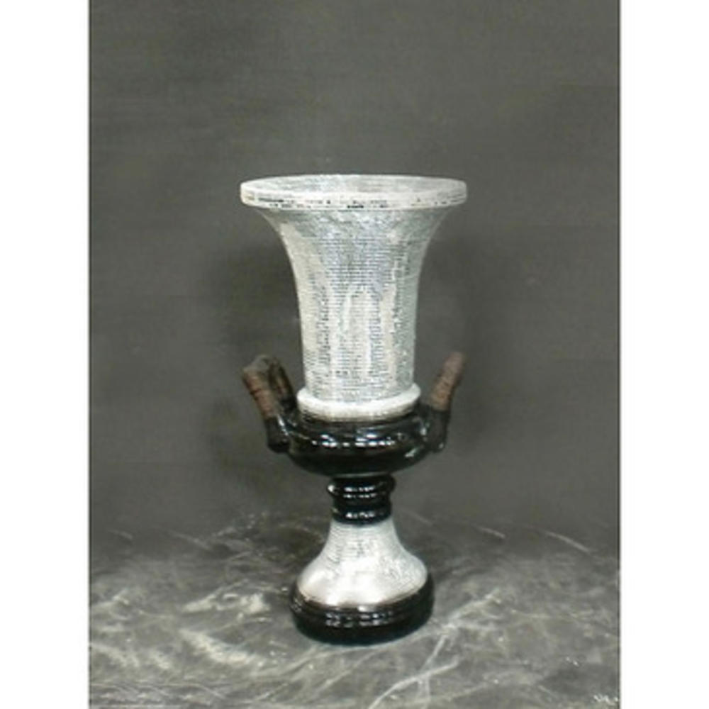 AFD Home Sparkle Handled Urn Black And Mirror