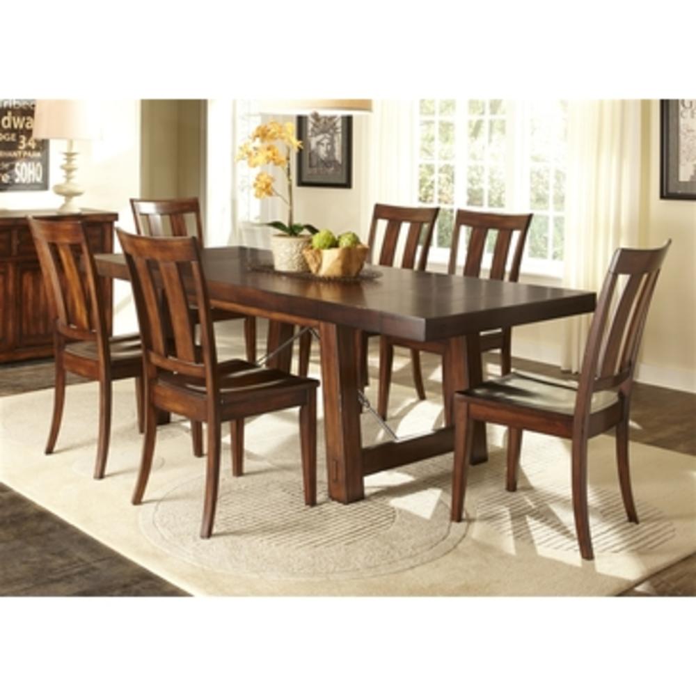 Liberty Furniture Tahoe 5 Piece Trestle Table Set in Mahogany Stain Finish
