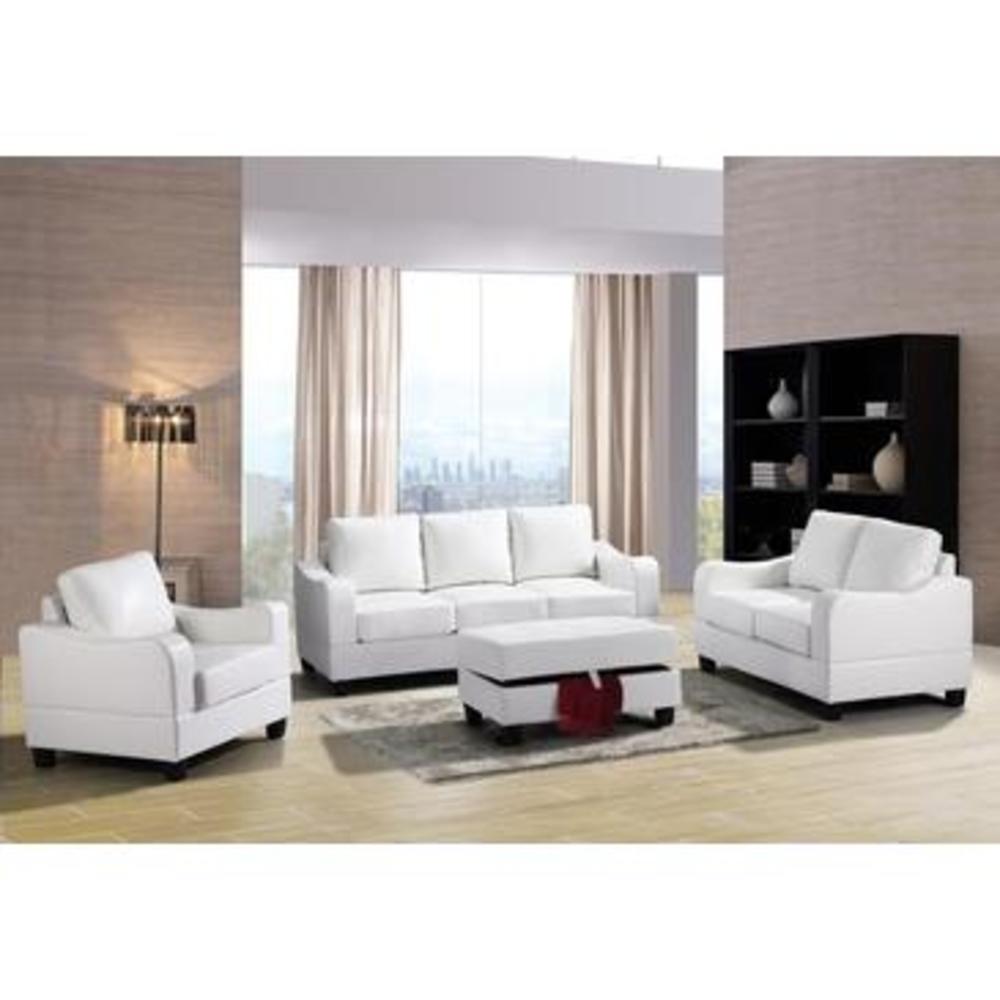 Glory Furniture 3 Piece Living Room Set In White Pu G627-S