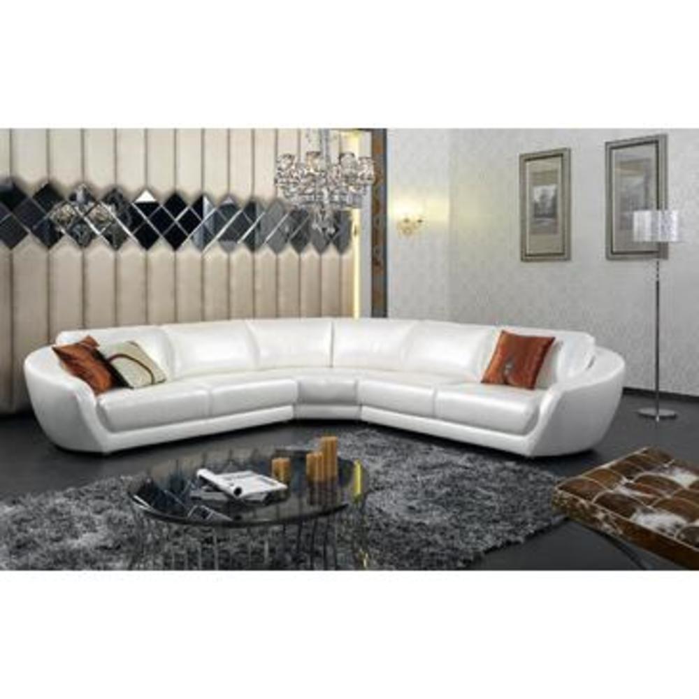 VIG Furniture VIG Divani Casa K8346 - Modern Italian Pearl Leather Sectional Sofa In White