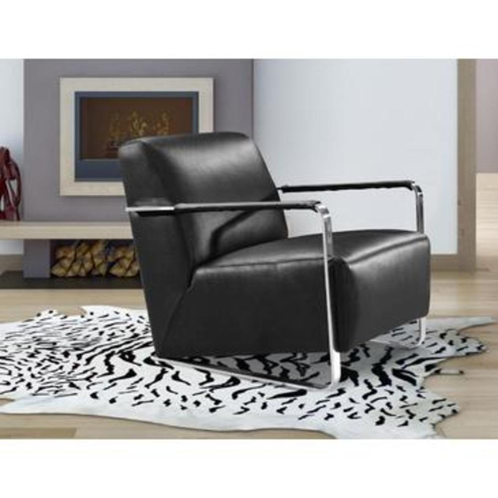 VIG Furniture VIG Divani Casa Bison - Modern Leather Lounge Chair In Black