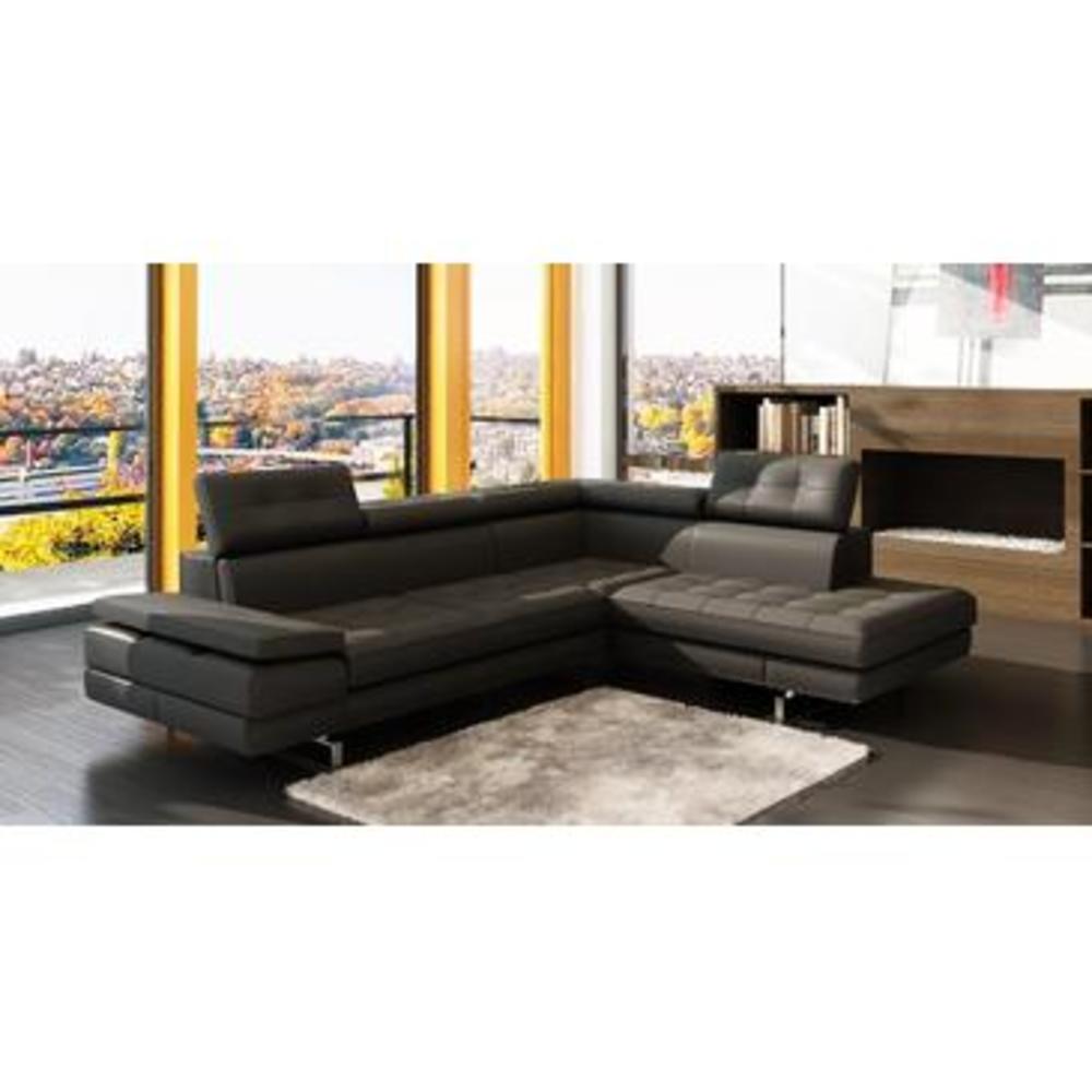 VIG Furniture VIG Divani Casa 5057 Modern Bonded Leather Sectional Sofa In Dark Grey