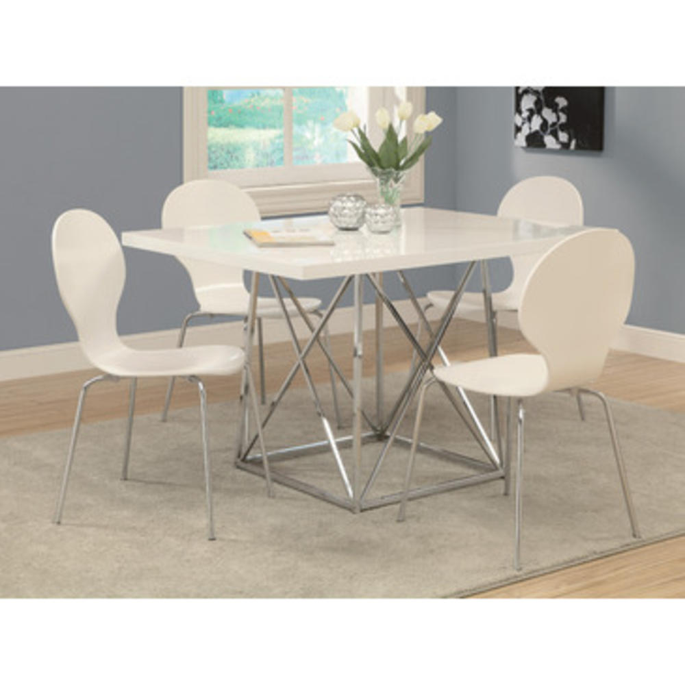 Monarch Specialties 1046 5 Piece Rectangular Dining Room Set w/ Chair in White