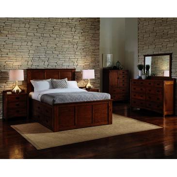 A-America Furniture Mission Hill 5 Piece Captains Bedroom Set w/Door Chest in Harvest