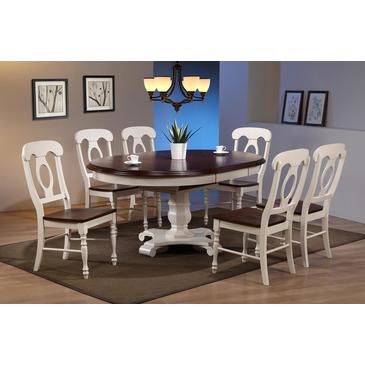 Sunset Trading 7 Piece Butterfly Leaf Dining Table Set W Napoleon Chairs In Distressed Antique