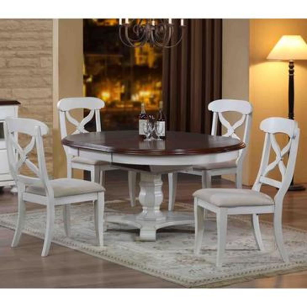 Sunset Trading 5 Piece Andrews Butterfly Leaf Dining Table Set in Antique White w/Distressed Chestnut