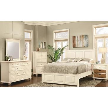 Sunset Trading Ice Cream At The Beach 5 Piece Queen Bedroom Set In Antique White Cream Antique White Queen Bedroom Set