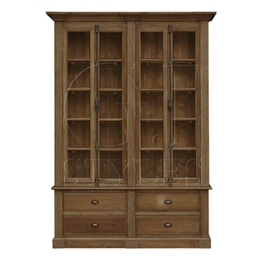 GJ Styles Pine Bookcase 4 Door And 4 Drawer With Bin Pulls