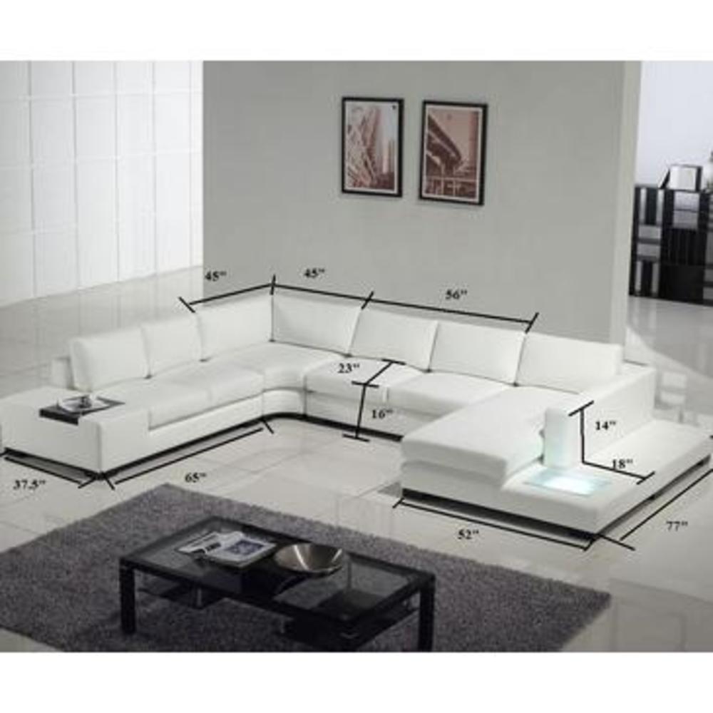 TOSH Furniture Modern White Bonded Leather Sectional
