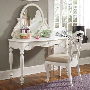 Lea Industries Elite Vintage Boutique Vanity Desk W Mirror Chair In White Lea Industries Elite Vintage, Vanity Desk With Mirror And Chair