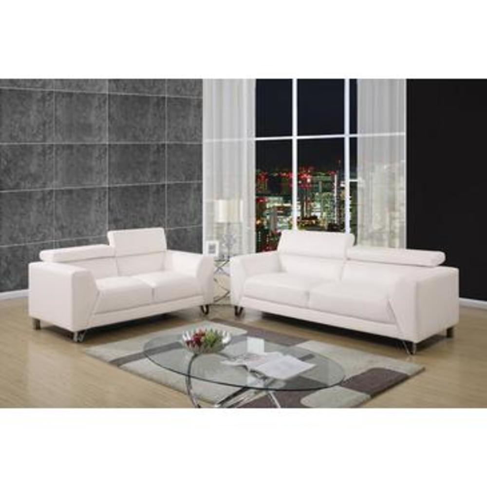 Global Furniture 2 Piece Living Room Set in Brilliant Pure White