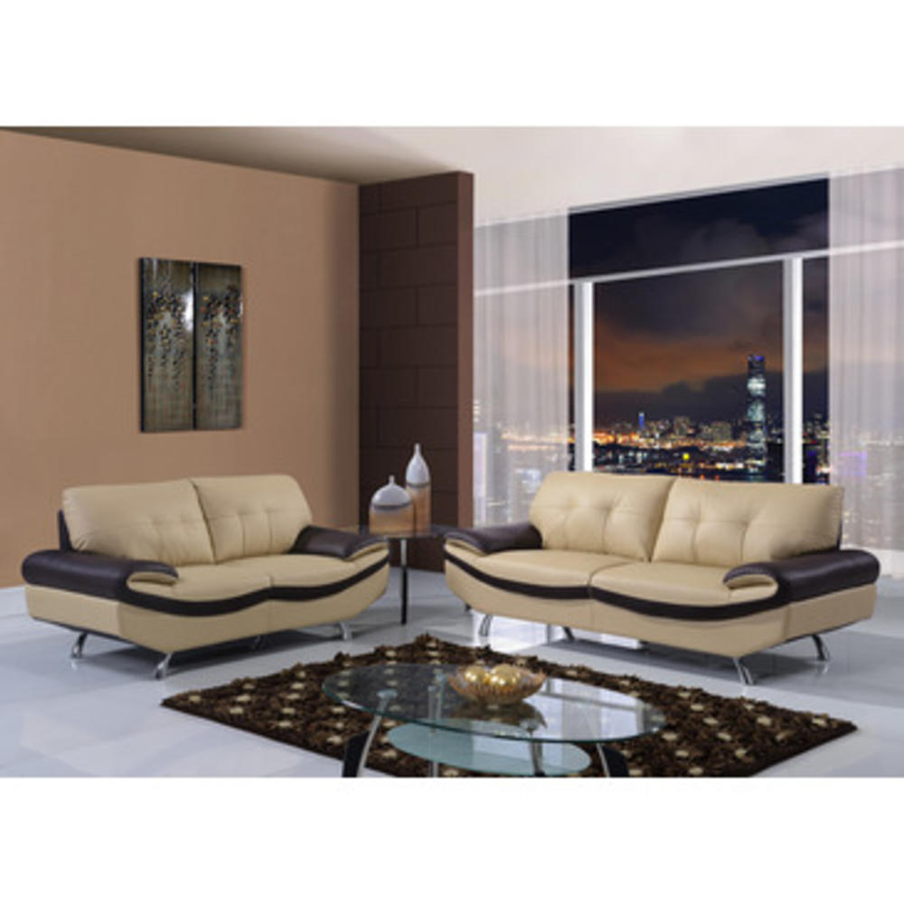 Global Furniture Global UFM123-R6U6 3 Piece Living Room Set in Cappucino & Chocolate Leather