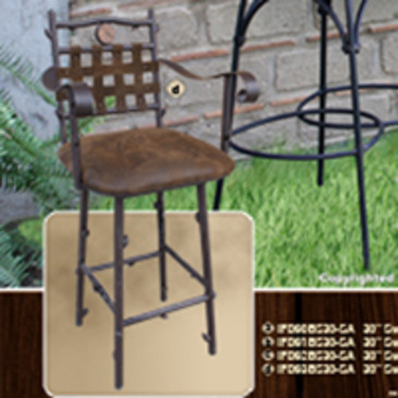 Artisan Home Furniture Artisan Home Barstools Swivel Barstool w/ Pig Skin Back & Microfiber Seat 30\"