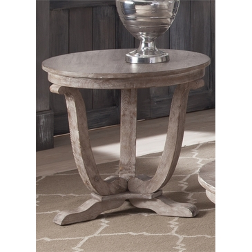 Liberty Furniture Liberty Greystone Mill End Table In Stone White Wash w/ Wire brush