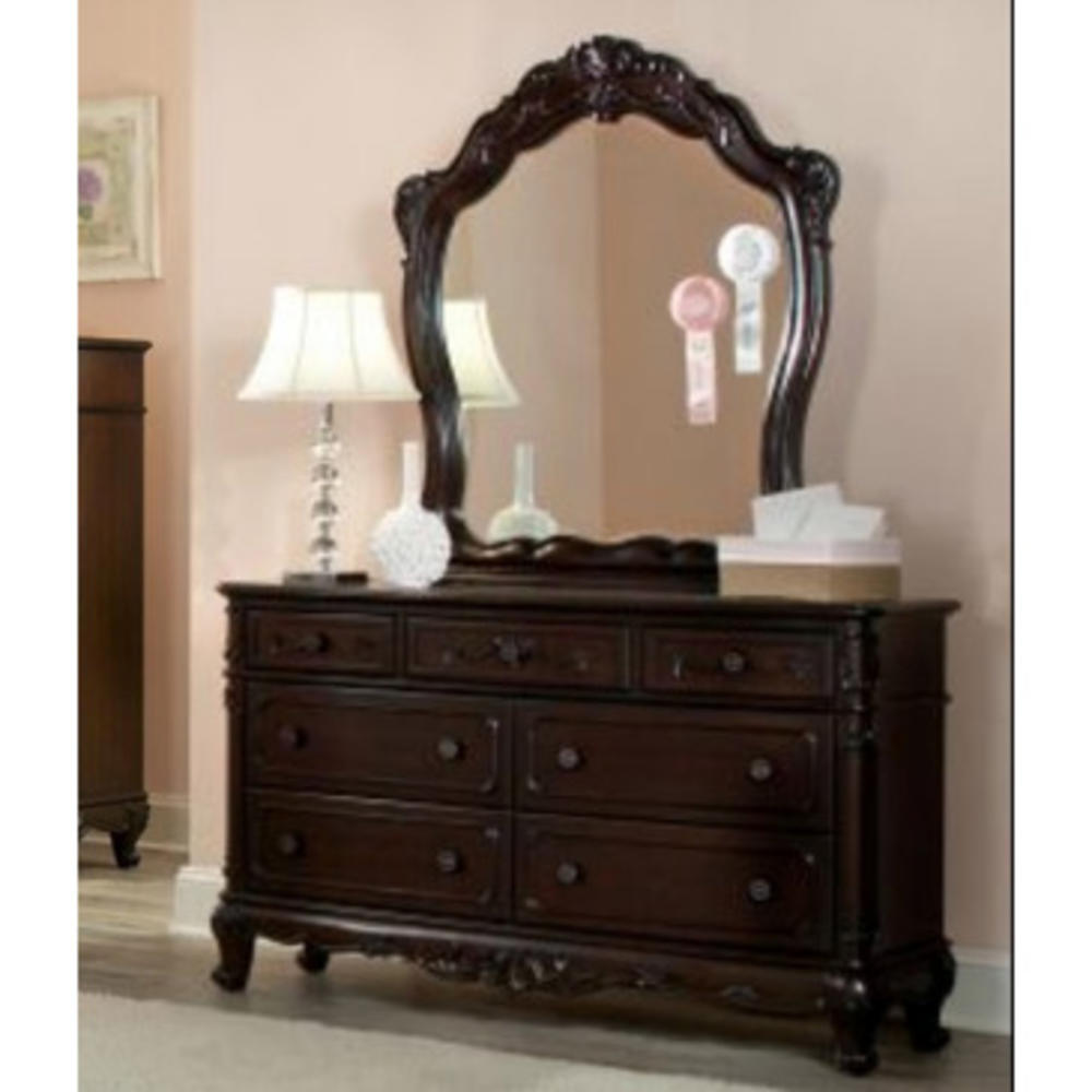 Homelegance Cinderella 7 Drawer Dresser w/ Mirror in Dark Cherry