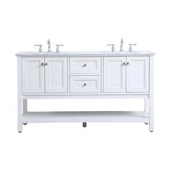 Elegant Lighting Elegant Kitchen and Bath 60 In. Double Sink Bathroom Vanity Set In White