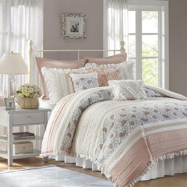 Madison Park Dawn 9 Piece Cotton Percale Comforter Set Cal King Madison Park Dawn 9 Piece Cotton, Cal King Bedding Set Cotton