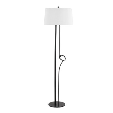 Lumisource Shadow Contemporary Floor Lamp in Black Steel with White Linen Shade