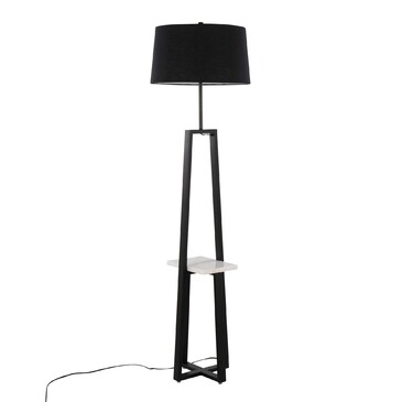 Lumisource Cosmo Shelf Contemporary/Glam Floor Lamp in White Marble and Black Metal with Black