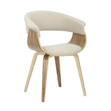 Lumisource Vintage Mod Mid-Century Modern Dining/Accent Chair in Zebra Wood and Cream Fabr